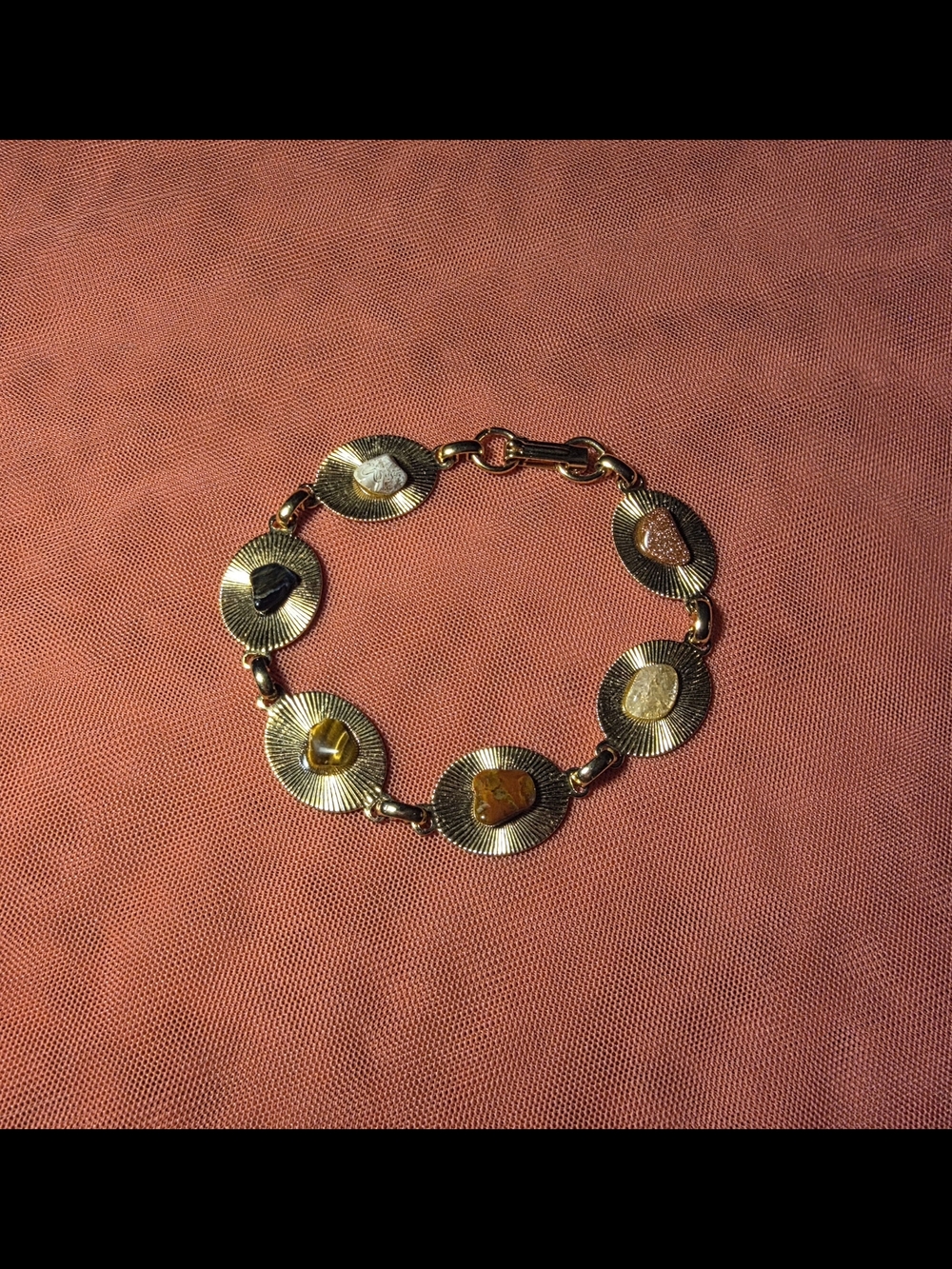 Gold Tone Multi-Stone Disc Bracelet - Women Jewelry